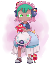 Size: 1280x1600 | Tagged: safe, artist:kryptchild, character:snails, species:human, anime, clothing, crossover, cute, cutie mark, dark skin, diasnails, dress, female, glitter shell, holding, humanized, knuckles the echidna, made in abyss, maruruk, meme, shoes, snail, solo, sonic the hedgehog (series), trans female, transgender, ugandan knuckles, wat