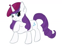 Size: 1600x1200 | Tagged: safe, artist:rainbowtashie, character:rarity, species:pony, alternate hairstyle, beatnik rarity, beret, clothing, female, hat, solo, sweater