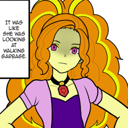Size: 512x512 | Tagged: safe, artist:rileyav, character:adagio dazzle, my little pony:equestria girls, dialogue box, female, gem, looking at you, narration, reaction image, siren gem, solo