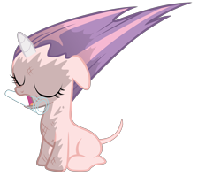 Size: 8800x7000 | Tagged: safe, artist:tardifice, edit, editor:slayerbvc, character:sweetie belle, species:pony, species:unicorn, absurd resolution, bad mane day, bald, blank flank, burnt, dirty, eyes closed, female, filly, floppy ears, furless, furless edit, mouth hold, nude edit, nudity, scorched, shaved, shaved tail, simple background, solo, sweetie bald, sweetie fail, transparent background, vector, vector edit, vial