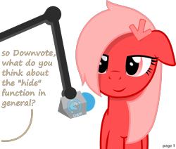 Size: 1939x1644 | Tagged: safe, artist:arifproject, oc, oc only, oc:downvote, species:pony, derpibooru, derpibooru ponified, lidded eyes, meta, microphone, podcast, ponified, simple background, text, transparent background, vector