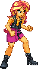 Size: 128x228 | Tagged: safe, artist:botchan-mlp, character:sunset shimmer, g4, my little pony: equestria girls, my little pony:equestria girls, female, fighting stance, pixel art, simple background, solo, sprite, transparent background
