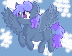 Size: 1800x1400 | Tagged: safe, artist:rainbowtashie, character:blueberry punch, character:peppermint crunch, species:pegasus, species:pony, background pony, cloud, simple background, sky, solo
