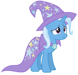 Size: 7300x7000 | Tagged: safe, artist:tardifice, character:trixie, species:pony, species:unicorn, episode:to change a changeling, g4, my little pony: friendship is magic, absurd resolution, cape, clothing, embarrassed, female, hat, mare, scrunchy face, simple background, solo, transparent background, trixie's cape, trixie's hat, vector