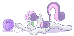 Size: 2000x966 | Tagged: safe, artist:gsphere, character:sweetie belle, behaving like a cat, yarn ball