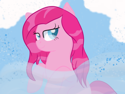 Size: 1600x1200 | Tagged: safe, artist:rainbowtashie, character:pinkie pie, g4, my little pony: equestria girls, my little pony:equestria girls, alternate hairstyle, bedroom eyes, bubble, cloud, female, hairstyle, looking at you, ocean, solo, swimming, water, wet, wet mane