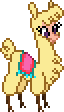 Size: 64x112 | Tagged: safe, artist:botchan-mlp, community related, character:paprika paca, species:alpaca, them's fightin' herds, animated, chest fluff, female, pixel art, simple background, smiling, solo, sprite, transparent background