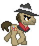 Size: 78x92 | Tagged: safe, artist:botchan-mlp, character:biff, species:earth pony, species:pony, animated, clothing, fedora, hat, henchmen, male, pixel art, simple background, solo, transparent background, trotting, walking