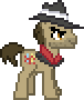 Size: 76x90 | Tagged: safe, artist:botchan-mlp, character:biff, species:earth pony, species:pony, animated, clothing, fedora, hat, henchmen, male, pixel art, simple background, solo, stallion, transparent background