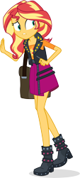 Size: 4657x10309 | Tagged: safe, artist:illumnious, character:sunset shimmer, equestria girls:forgotten friendship, g4, my little pony: equestria girls, my little pony:equestria girls, absurd resolution, boots, clothing, female, high heel boots, shirt, shoes, shoulder bag, simple background, skirt, solo, transparent background, vector