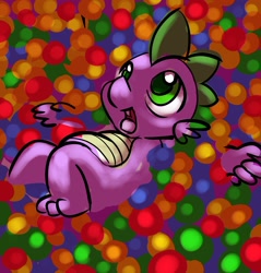Size: 1458x1523 | Tagged: safe, artist:gsphere, character:spike, species:dragon, ball pit, male, open mouth, solo