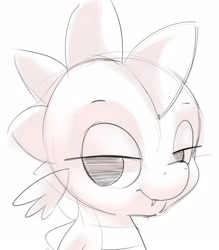 Size: 2252x2567 | Tagged: safe, artist:gsphere, character:spike, species:dragon, fangs, lidded eyes, male, monochrome, simple background, sketch, smiling, solo, white background