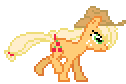 Size: 126x84 | Tagged: safe, artist:botchan-mlp, character:applejack, species:earth pony, species:pony, desktop ponies, animated, female, galloping, gif, mare, pixel art, running, simple background, solo, sprite, transparent background