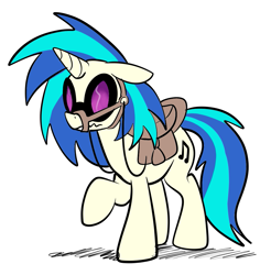 Size: 977x994 | Tagged: safe, artist:gsphere, character:dj pon-3, character:vinyl scratch, species:pony, species:unicorn, bridle, female, mare, raised hoof, reins, saddle, simple background, solo, sunglasses, tack, white background