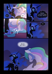 Size: 1024x1448 | Tagged: safe, artist:gashiboka, character:nightmare moon, character:princess celestia, character:princess luna, species:alicorn, species:pony, comic:scar of solar, comic, female, flashback, mare, nightmare moon glamour, prank, this will end in tears and/or a journey to the moon