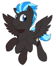 Size: 931x1081 | Tagged: safe, artist:notenoughapples, derpibooru original, oc, oc only, oc:nimbus, species:pegasus, species:pony, flying, male, simple background, smiling, solo, stallion, transparent background