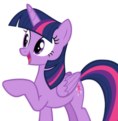Size: 2488x2544 | Tagged: safe, artist:andoanimalia, character:twilight sparkle, character:twilight sparkle (alicorn), species:alicorn, species:pony, episode:surf and/or turf, g4, my little pony: friendship is magic, female, mare, open mouth, pointing, raised hoof, simple background, solo, transparent background, vector
