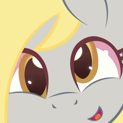Size: 1240x1240 | Tagged: safe, artist:ribiruby, character:derpy hooves, species:pegasus, species:pony, close-up, cute, dawwww, derpabetes, extreme close up, female, looking at you, mare, open mouth, smiling, solo, stare