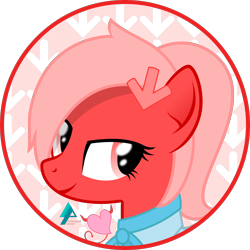 Size: 1800x1800 | Tagged: safe, artist:arifproject, oc, oc only, oc:downvote, species:earth pony, species:pony, derpibooru, derpibooru ponified, arif's circle vector, bust, circle, meta, ponified, ponytail, semi-transparent, simple background, solo, transparent background, vector