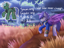 Size: 3000x2250 | Tagged: safe, artist:fkk, oc, species:pony, auction, commission, fallout, male, solo, stallion, ych example, your character here