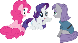 Size: 8868x4899 | Tagged: safe, artist:illumnious, character:maud pie, character:pinkie pie, character:rarity, species:earth pony, species:pony, species:unicorn, episode:the gift of the maud pie, g4, my little pony: friendship is magic, .ai available, absurd resolution, female, mare, simple background, transparent background, vector