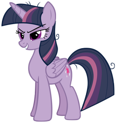 Size: 3612x3800 | Tagged: safe, artist:andoanimalia, character:mean twilight sparkle, species:alicorn, species:pony, episode:the mean 6, g4, my little pony: friendship is magic, clone, evil grin, female, grin, high res, mare, scary face, simple background, sinister, smiling, solo, transparent background, vector