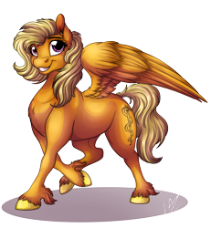 Size: 3700x4000 | Tagged: safe, artist:lupiarts, oc, oc only, species:pegasus, species:pony, chest fluff, cloven hooves, commission, female, mare, signature, simple background, smiling, solo, transparent background, unshorn fetlocks