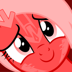 Size: 1500x1500 | Tagged: safe, artist:arifproject, oc, oc only, oc:downvote, derpibooru, derpibooru ponified, close-up, cute, decal, looking at you, meta, ponified, simple background, smiling, solo