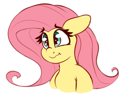 Size: 682x557 | Tagged: safe, artist:graphenescloset, character:fluttershy, species:pegasus, species:pony, series:dash and flutters weight gain drive, anxious, bust, female, incentive drive, mare, note expansion, scrunchy face, solo, wavy mouth, worried