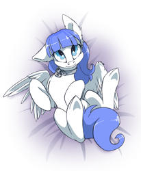 Size: 2057x2500 | Tagged: safe, artist:arctic-fox, oc, oc:snow pup, species:pegasus, species:pony, blue eyes, collar, female, mare, simple background, solo, white background