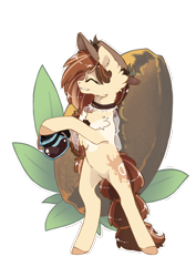 Size: 1768x2500 | Tagged: safe, artist:arctic-fox, oc, oc only, oc:cappuccino splash, species:earth pony, species:pony, clothing, coffee, coffee bean, coffee pot, female, hat, mare, rearing, simple background, solo, transparent background