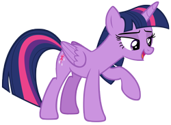 Size: 5512x4040 | Tagged: safe, artist:andoanimalia, character:twilight sparkle, character:twilight sparkle (alicorn), species:alicorn, species:pony, episode:horse play, g4, my little pony: friendship is magic, absurd resolution, female, lidded eyes, open mouth, raised hoof, simple background, solo, transparent background, vector