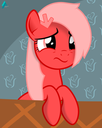 Size: 1800x2264 | Tagged: safe, artist:arifproject, oc, oc only, oc:downvote, species:earth pony, species:pony, derpibooru, derpibooru ponified, :s, meta, ponified, simple background, solo, unamused, vector, wavy mouth