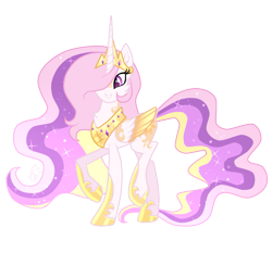 Size: 1111x1036 | Tagged: safe, artist:sugaryicecreammlp, character:princess celestia, species:pony, alternate design, crown, female, mare, peytral, regalia, simple background, solo, transparent background, two toned wings