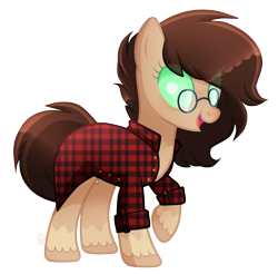 Size: 2424x2388 | Tagged: safe, artist:sugaryicecreammlp, oc, oc:space cookie, species:changepony, species:pony, clothing, female, glasses, mare, shirt, simple background, solo, transparent background, unmoving plaid
