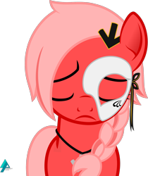 Size: 1800x2143 | Tagged: safe, artist:arifproject, oc, oc only, oc:downvote, derpibooru, derpibooru ponified, frown, jewelry, mask, meta, necklace, phantom of derpibooru, phantom of the opera, ponified, ribbon, simple background, solo, transparent background, vector