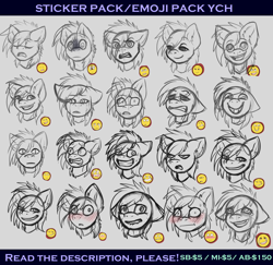 Size: 3500x3400 | Tagged: safe, artist:fkk, oc, commission, emoji, solo, sticker set, ych example, your character here