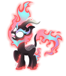 Size: 1024x1177 | Tagged: safe, artist:sugaryicecreammlp, oc, oc:summer star, species:kirin, episode:sounds of silence, g4, my little pony: friendship is magic, angry, blank eyes, female, fire, kirin oc, mane of fire, nirik, simple background, solo, transparent background