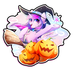 Size: 2200x2200 | Tagged: safe, artist:koveliana, character:twilight sparkle, character:twilight sparkle (alicorn), species:alicorn, species:pony, book, broom, chest fluff, choker, clothing, costume, cute, cute little fangs, ear fluff, element of magic, fangs, female, frog (hoof), halloween, halloween costume, hat, holiday, horn, jack-o-lantern, jewelry, looking at you, mare, open mouth, pendant, pumpkin, raised hoof, simple background, smiling, solo, sparkles, spellbook, transparent background, underhoof, wings, witch, witch hat