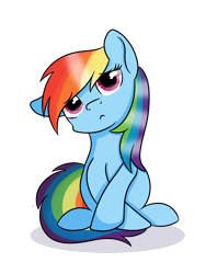 Size: 3000x4000 | Tagged: safe, artist:rainbowtashie, character:rainbow dash, species:pegasus, species:pony, crossed legs, female, frown, looking at you, mare, simple background, sitting, solo, transparent background