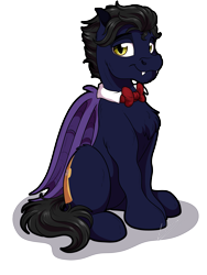 Size: 3000x4000 | Tagged: safe, artist:lupiarts, oc, oc only, oc:noctis fructosi, species:bat pony, species:pony, bat pony oc, commission, handsome, male, necktie, simple background, sitting, solo, transparent background