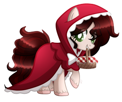 Size: 1877x1577 | Tagged: safe, artist:sugaryicecreammlp, oc, oc only, oc:rose vine, species:earth pony, species:pony, clothing, costume, female, little red riding hood, mare, nightmare night costume, simple background, solo, transparent background