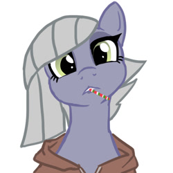 Size: 1200x1200 | Tagged: safe, artist:moronsonofboron, character:limestone pie, species:earth pony, species:pony, bust, clothing, female, hoodie, portrait, solo