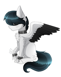 Size: 577x727 | Tagged: safe, artist:sugaryicecreammlp, oc, oc:chen, species:pegasus, species:pony, female, hair over eyes, mare, simple background, sitting, solo, transparent background, two toned wings