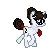 Size: 110x100 | Tagged: safe, artist:botchan-mlp, character:raven inkwell, species:pony, species:unicorn, animated, female, gif, glasses, hair bun, mare, pixel art, solo, trotting