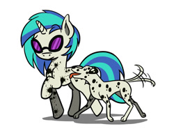 Size: 800x600 | Tagged: safe, artist:flutterluv, character:dj pon-3, character:vinyl scratch, species:dog, species:pony, species:unicorn, dalmatian, female, mare, mistaken identity, simple background, spots, white background
