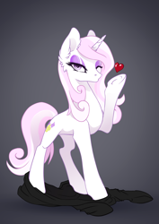 Size: 2475x3500 | Tagged: safe, artist:arctic-fox, character:fleur-de-lis, species:pony, species:unicorn, blowing a kiss, catsuit, female, heart, latex, latex suit, mare, one eye closed, patreon, solo, stupid sexy fleur-de-lis, undressed