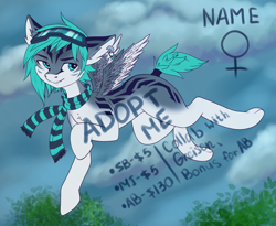 Size: 1840x1509 | Tagged: safe, artist:fkk, artist:greisen, oc, oc only, oc:nayhade, species:pegasus, species:pony, adoptable, auction, clothing, collaboration, female, glasses, mare, scarf, solo