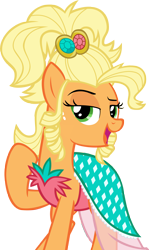 Size: 4205x7069 | Tagged: safe, artist:andoanimalia, character:applejack, species:earth pony, species:pony, episode:simple ways, g4, my little pony: friendship is magic, absurd resolution, applejewel, clothing, female, freckles, lidded eyes, open mouth, simple background, solo, transparent background, vector