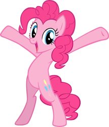 Size: 4972x5774 | Tagged: safe, artist:andoanimalia, character:pinkie pie, species:earth pony, species:pony, absurd resolution, bipedal, female, happy, hooves in air, open mouth, simple background, solo, transparent background, y pose